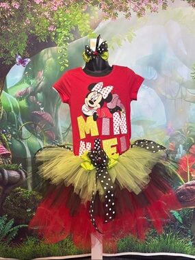 Disney Minnie Mouse Red & Lime Green Tutu Dress for Kids